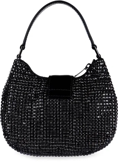 Shop Self-portrait Diamante Crescent Bow Handbag In Black