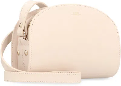 Apc A.p.c. Demi-lune Mini Leather Crossbody Bag In Ivory