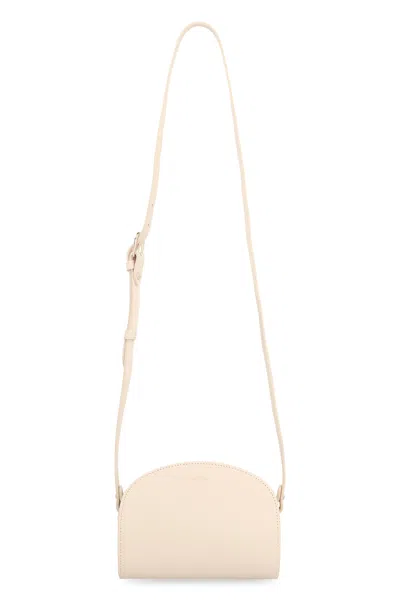 Apc A.p.c. Demi-lune Mini Leather Crossbody Bag In Ivory