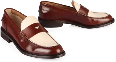 Shop Doucal's Leather Loafers In Brown