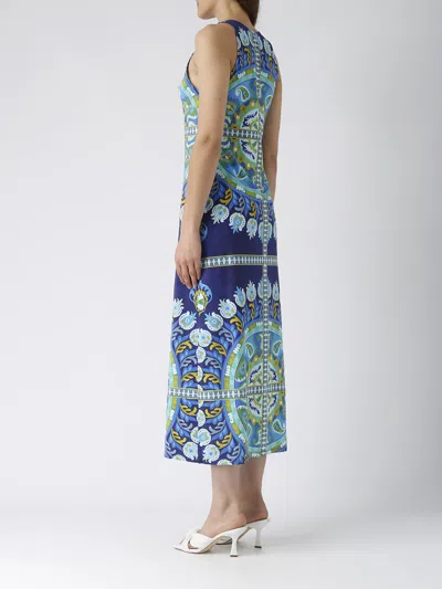 Shop Maliparmi Abito Suzani Crown Dress In Blu-azzurro