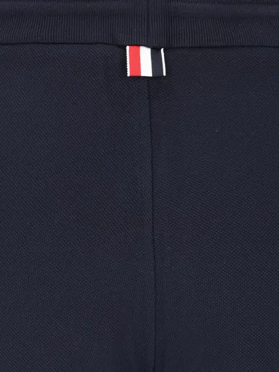 Shop Thom Browne Logo Sport Shorts In Navy