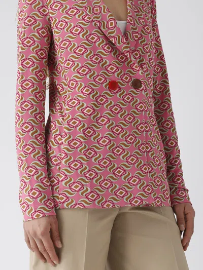 Shop Maliparmi Giacca Swirl Print Blazer In Rosa-verde