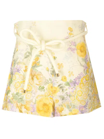 Shop Zimmermann Harmony Shorts With Floral Print In Multicolor