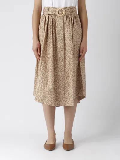 Shop Twinset Cotton Skirt In Ecru
