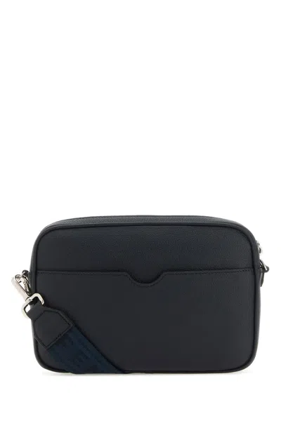 Shop Fendi Navy Blue Leather Camera Case Crossbody Bag