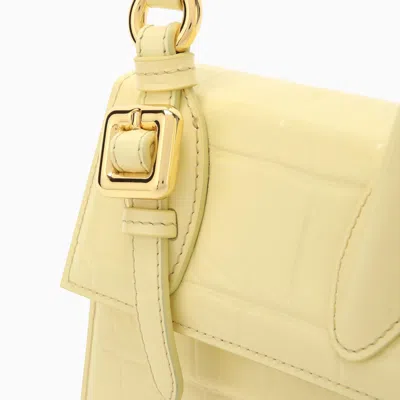 Shop Jacquemus Le Chiquito Moyen Boucle Light Yellow Embossed Leather Bag
