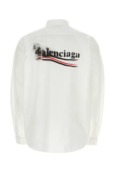 Shop Balenciaga Political Stencil Large Fit Shirt In White