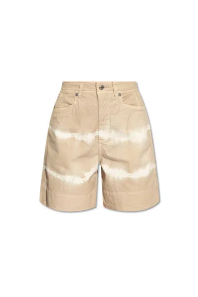 Shop Woolrich Tie-dyed Twill Shorts  In Beige