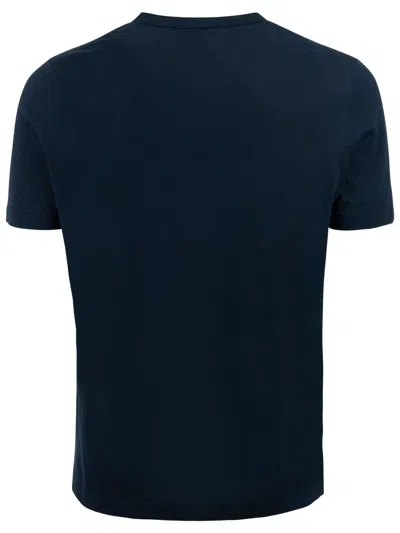 Shop Kangra Blue Cotton Ribbed T-shirt