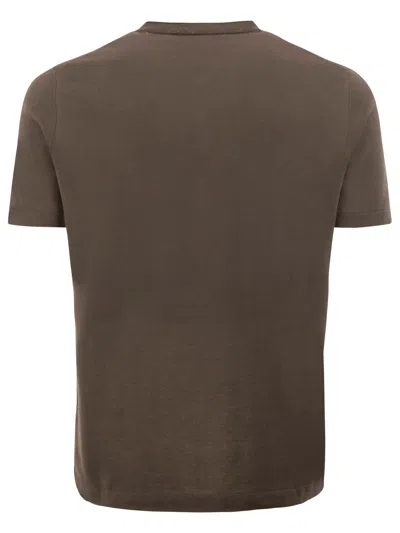 Shop Kangra Brown Cotton Ribbed T-shirt
