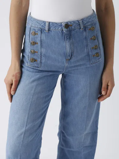 Shop Twinset Cotton Jeans In Denim Medio