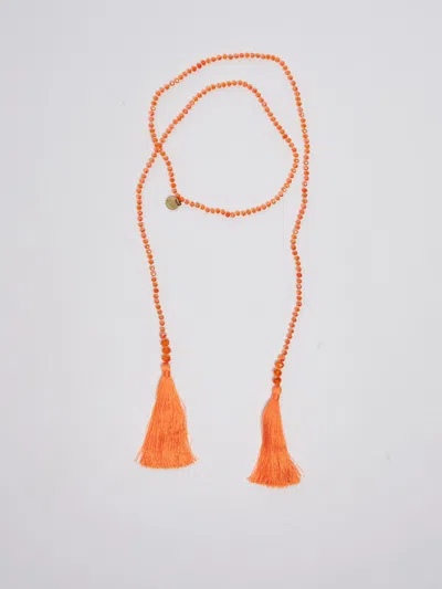 Shop Maliparmi Collana Beaded Scarf Necklace In Arancione