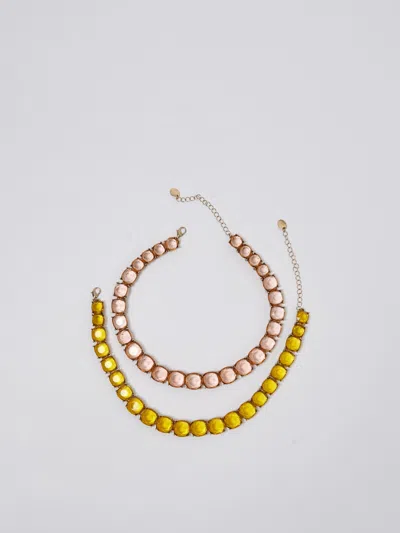 Shop Maliparmi Collana Shiny Crystal Necklace In Rosa-giallo