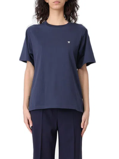 Shop Weekend Max Mara Crewneck Short-sleeved T-shirt  In Blue
