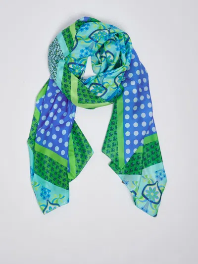 Shop Maliparmi Silk Shawl In Blu-verde