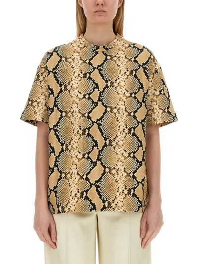 Shop Jil Sander T-shirt With Animal Pattern In Beige