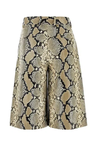 Jil Sander Python-effect Leather Bermuda Shorts In Beige