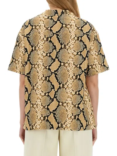 Shop Jil Sander T-shirt With Animal Pattern In Beige