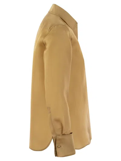 Shop Max Mara Buttoned Long-sleeved Shirt In Camel