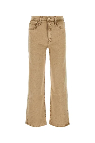 Mother Denim Cropped Jeans In Beige