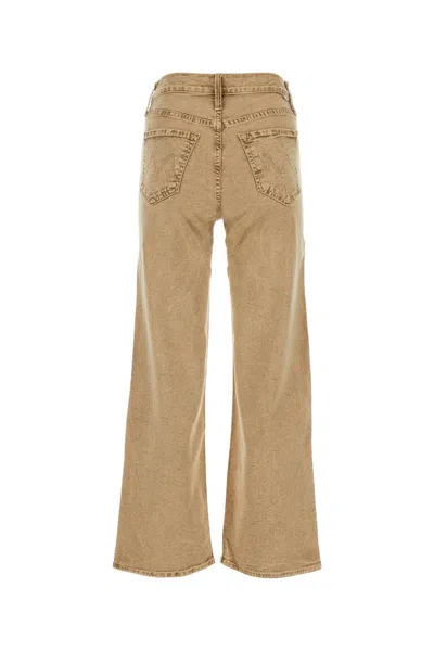 Shop Mother Beige Stretch Denim The Dodger Ankle Jeans