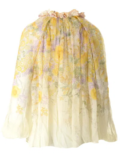 Shop Zimmermann Harmony Floral Print Blouse In Yellow