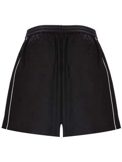 Shop Valentino Side-stripe Drawstring Shorts In Black