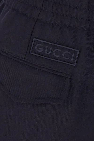 Shop Gucci Twill Jogging Pants In Blue