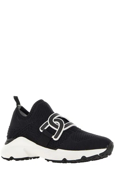 Shop Tod's Kate Knitted Slip-on Sneakers In Black