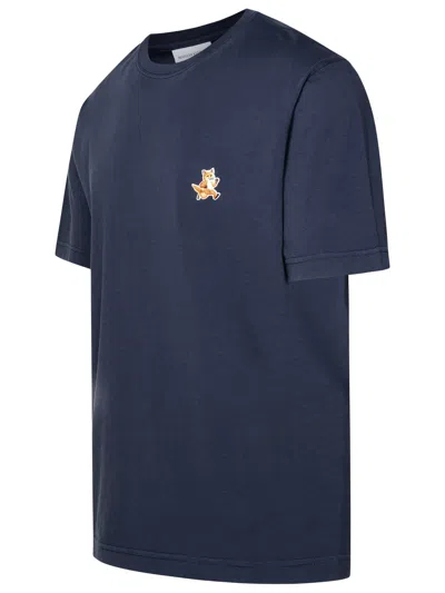 Shop Maison Kitsuné Navy Cotton T-shirt In Blue