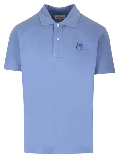 Shop Maison Kitsuné Relaxed Fit Polo Shirt In Clear Blue