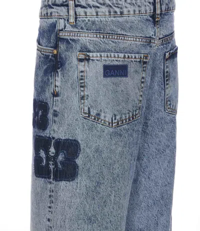 Shop Ganni Izey Patch Logo Denim Jeans In Clear Blue