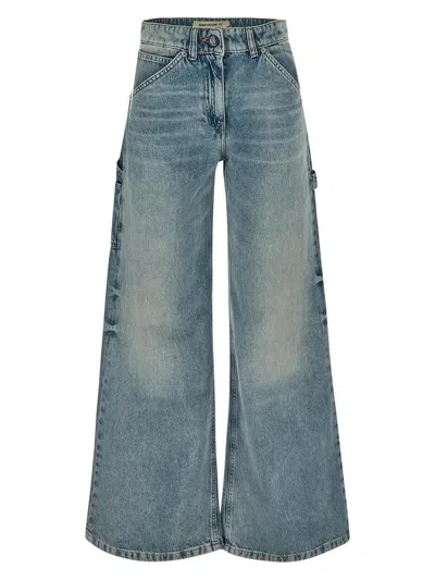 Shop Semicouture Cargo Jeans In Blue