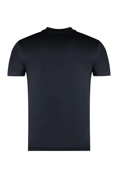 Shop Emporio Armani Blend Cotton Crewneck T-shirt In Blue