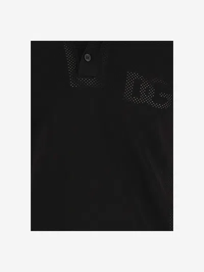 Shop Dolce & Gabbana Stretch Jersey Polo Shirt With Logo In Nero