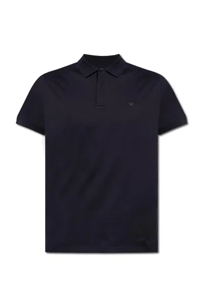 Shop Emporio Armani Cotton Polo Shirt In Blue