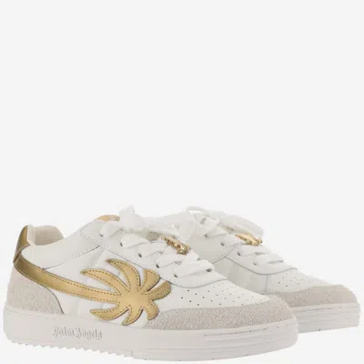 Shop Palm Angels Palm Beach University Sneakers In White/gold