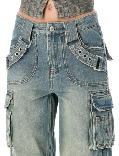 Shop Misbhv Harness Cargo Jeans In Blue