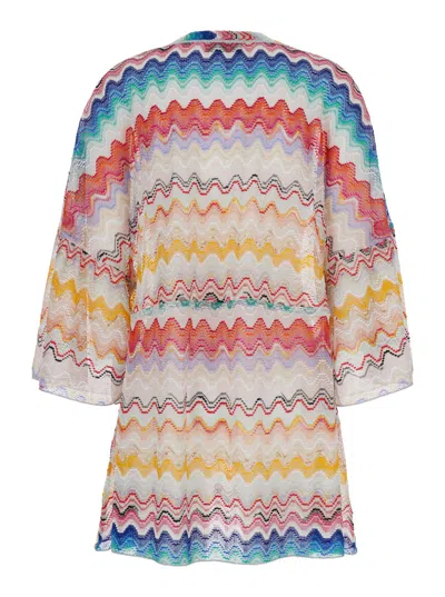 Shop Missoni Multicolor Mini-dress With Signature Zig-zag Pattern In Viscose Woman In White