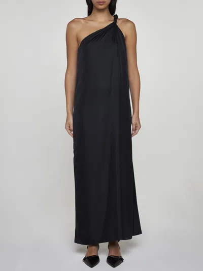 Shop Loulou Studio Adela One-shoulder Silk Dress In Black