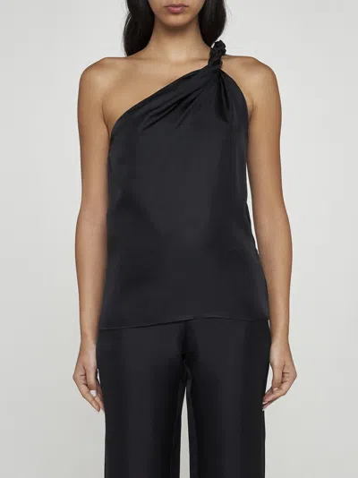 Shop Loulou Studio Adiran One-shoulder Silk Top In Black