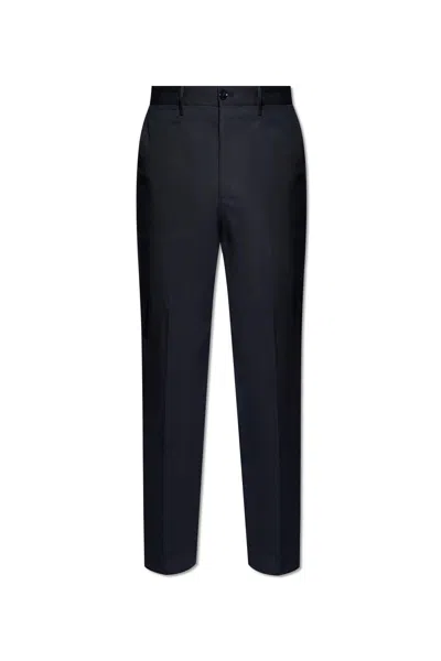 Shop Etro Cotton Pleat-front Trousers In Blue