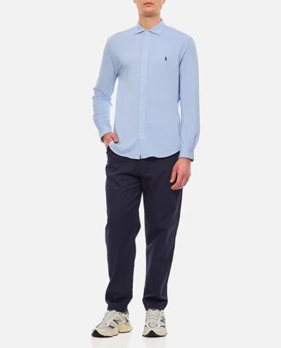 Shop Polo Ralph Lauren Sport Cotton Shirt In Clear Blue