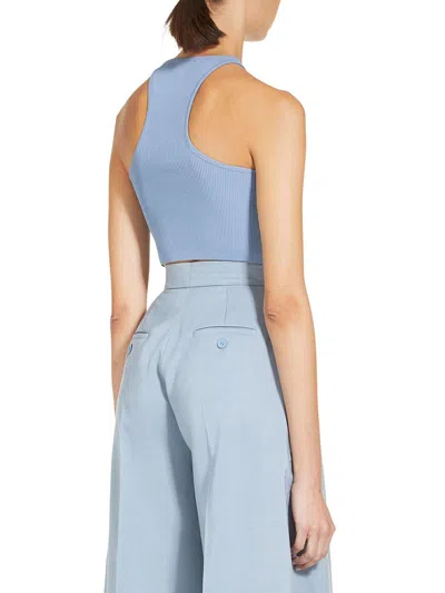 Shop Max Mara Ribbed Tank Cropped Top In Clear Blue