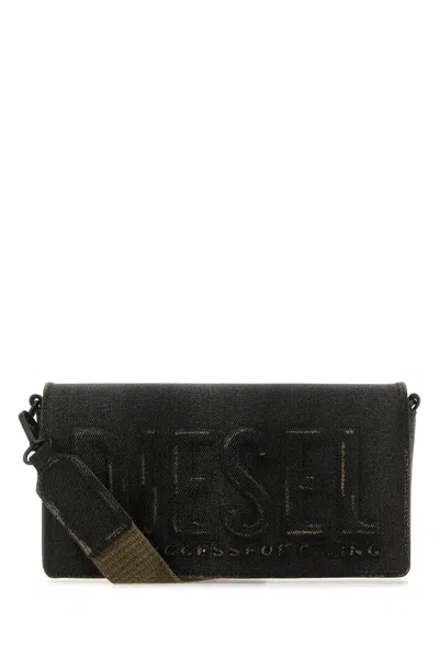 Shop Diesel Black Denim M Biscotto Crossbody Bag