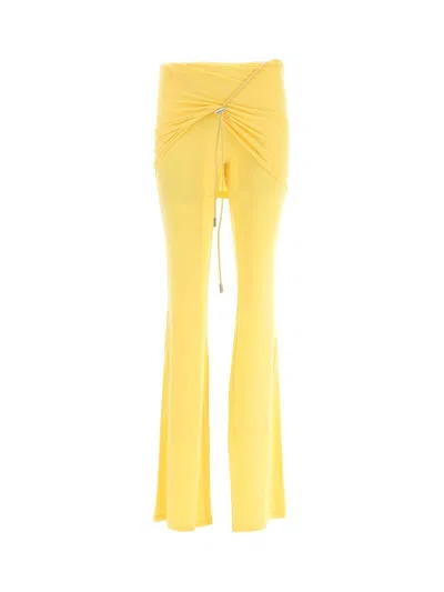 Shop Jacquemus Draped Skirt Pants In Yellow