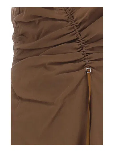 Jacquemus Gathered Long Lingerie Dress In Red