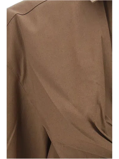 Jacquemus Plidao Cropped Embellished Cotton-blend Poplin Shirt In Brown