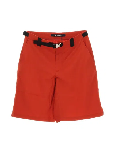 Shop Jacquemus Buckled Shorts In Red